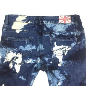 Machine Distressed Bleached Jeans